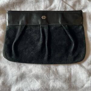 Vintage Letisse Black Suede Leather Bag. Clutch